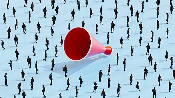 istock Megaphone with Business Crowd on Blue Background 2249901651