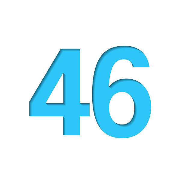 istock 46 - Number Forty-six. Icon cut out on white paper with blue background 2249904974