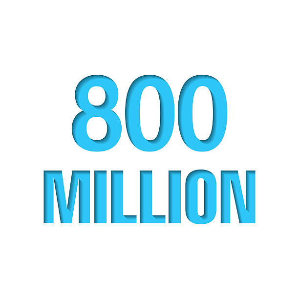 istock 800 Million. Icon cut out on white paper with blue background 2249905198