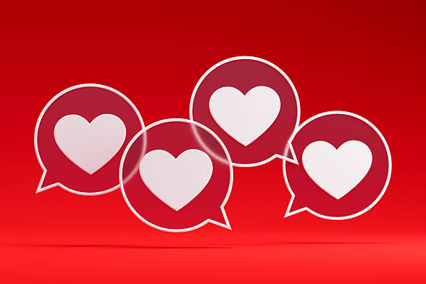 istock Valentine's Day concept, speech bubbles with heart shape on red background 2249906865