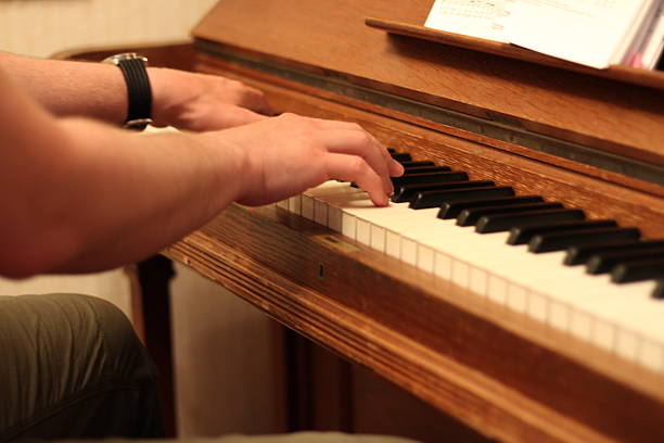 istock Old wooden piano is played with two hands 2249907513