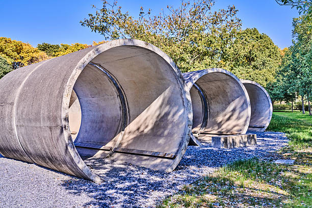 Concrete water pipe on the ground