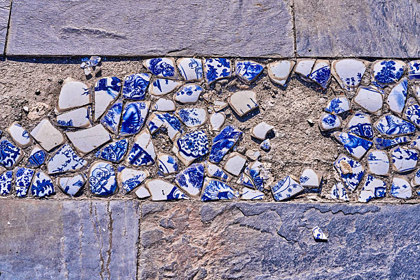 Pieces of porcelain on the wall
