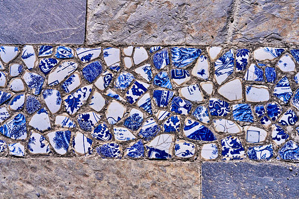 Pieces of porcelain on the wall
