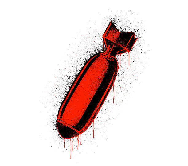 stockillustraties, clipart, cartoons en iconen met bomb, stencil graffiti - oorlog
