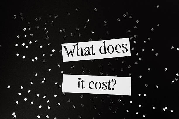 istock Creative flat illustration with text asking about cost surrounded by scattered star shapes 2249918183