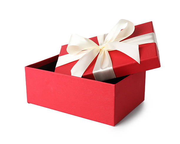 istock Open gift box with beautiful lid isolated on white 2249924364