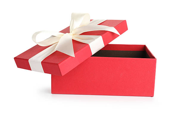 istock Open gift box with beautiful lid isolated on white 2249924425