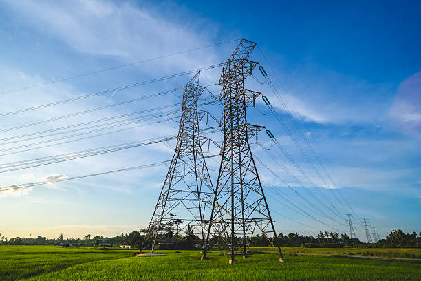 istock Electricity transmission pylon, high voltage power lines tower 2249925154