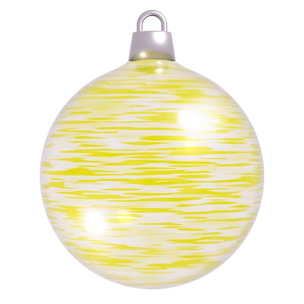 Yellow Christmas ball closeup isolated on white background