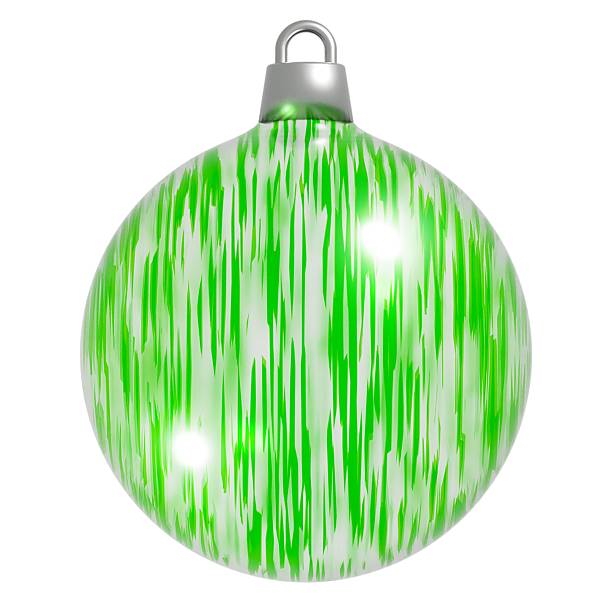 Green and White Striped Christmas Ball Ornament