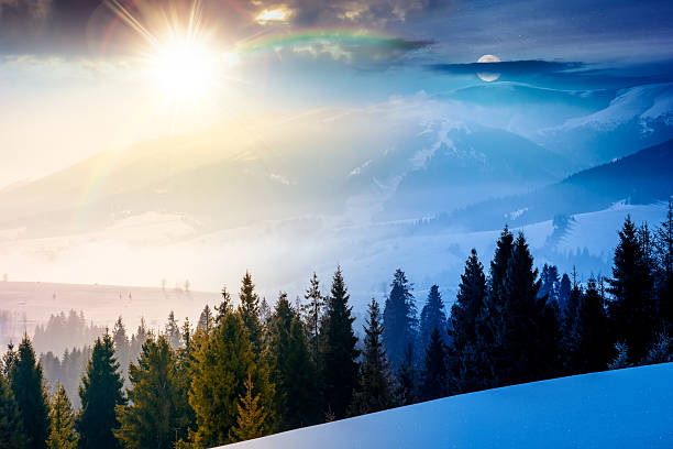 istock winter solstice landscape. day and night time change concept 2249941886