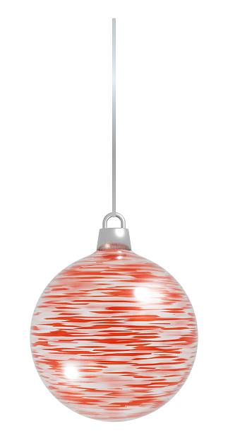 istock 3D Red and White Striped Christmas Ball Ornament on a String 2249950404
