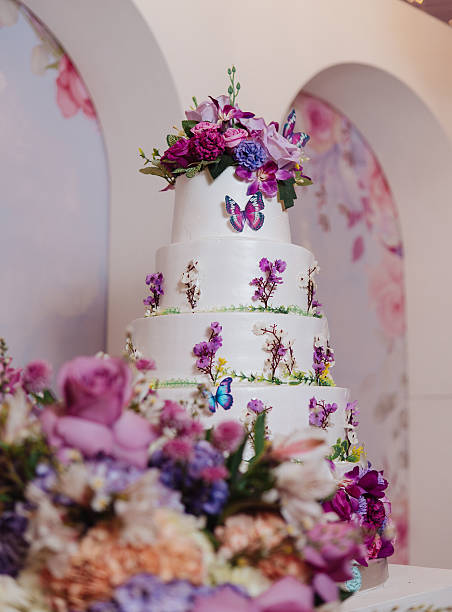 istock white cake decorated with flowers 2249956933