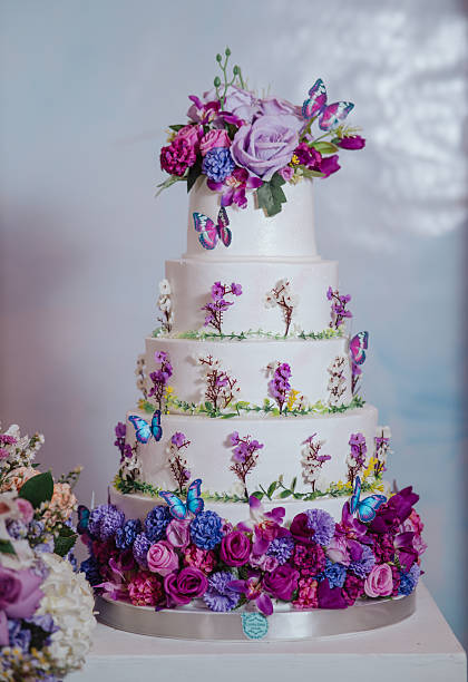 istock white cake decorated with flowers 2249957213