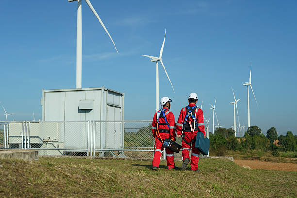 istock Engineering technicians are working to check the operation of wind turbines in a wind farm and check the electricity.(PHOTO) 2249962151