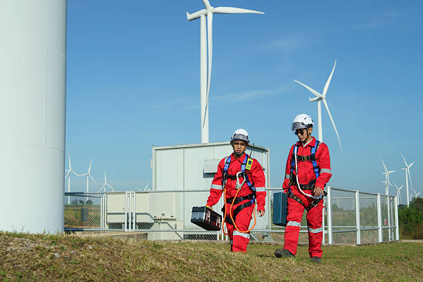 istock Engineering technicians are working to check the operation of wind turbines in a wind farm and check the electricity.(PHOTO) 2249962172