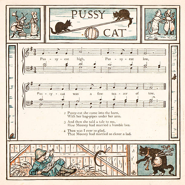 19th century nursery rhyme and children fable illustration by Walter Crane: Pussy cat