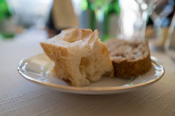 Close up on luxury italian food on a restaurant table.