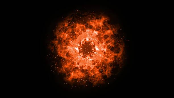 istock Fiery explosion generating heat and powerful energy on black 2249974096