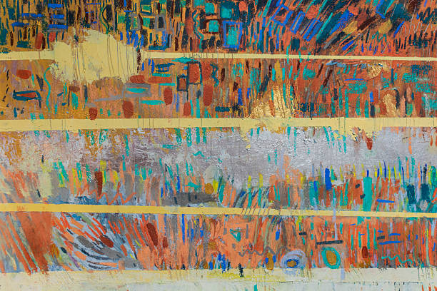 istock Warm abstract artwork with sunny tones, layered textures of dry and oil pastel, acrylic and gold leaf 2249980249
