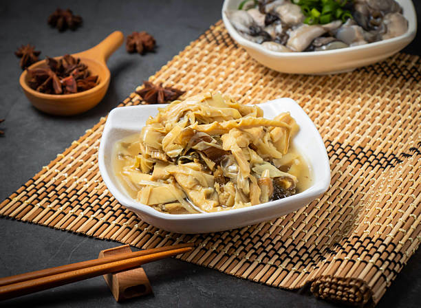 Pickled bamboo shoots. Perfect for culinary creations, dishes, and dining experiences with a touch of Asian cuisine.