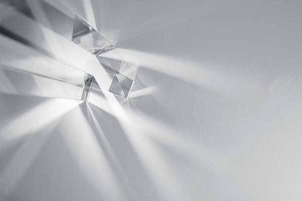 Glass prisms and cubes with rays. Abstract background with reflection and refraction of light. Shadow and rays of natural light effects. Color of the year 2026