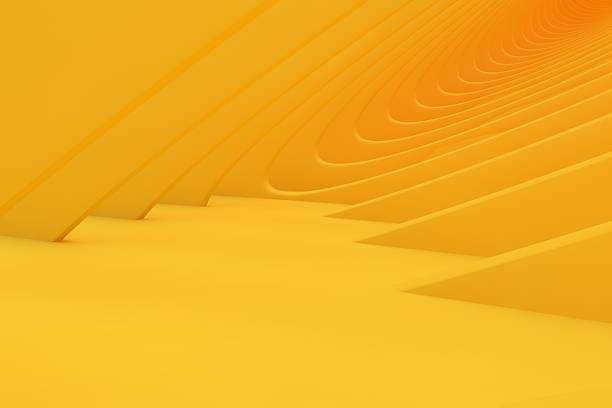 A sleek 3D abstract scene featuring a yellow twisted tunnel formed by smooth curved structural lines. The clean, minimal, and futuristic design creates a versatile background ideal for branding visuals, product presentations, architectural concepts, technology themes, corporate designs, and modern digital artwork. Perfect for projects involving minimalism, contemporary geometry, clean aesthetics, innovation, and elegant abstract spaces.