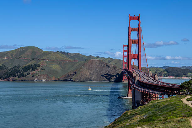 Golden Gate Bridge from San Francisco side of Bay.Taken from San Francisco, California, USA.