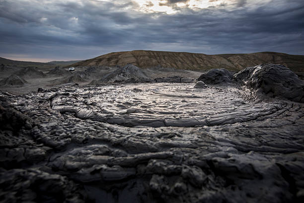 Bubbling mud geyser, Baku Mud Volcanoes,  Greater Caucasus Mountains