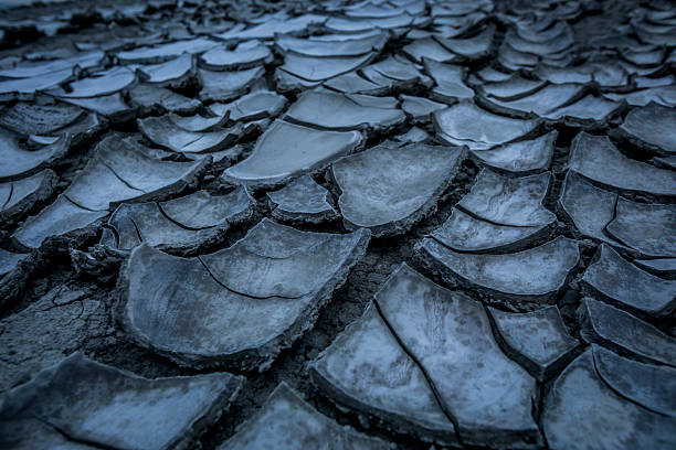 Close-up of colourful, cracked earth, Baku Mud Volcanoes,  Greater Caucasus Mountains