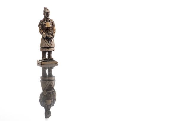 High angled view of the detailed Terracotta Warriors statues