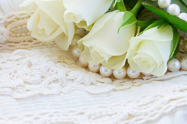 background of blue roses and shells and pearl