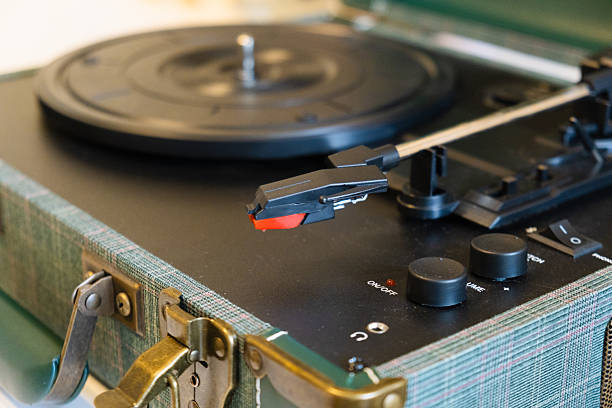 istock vinyl record player (turntable) with an album playing 2250005787