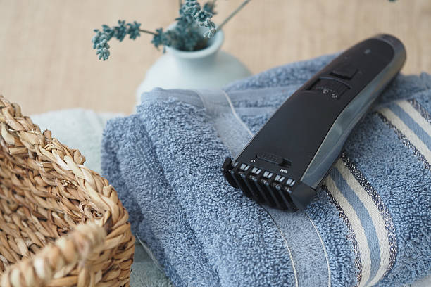 istock Grooming tools on a towel in a serene bathroom setting 2250007819