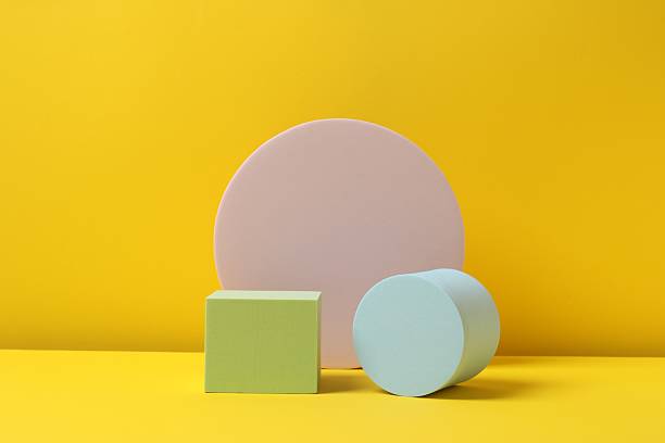 istock Color podiums on a yellow background 2250011259