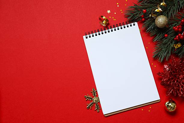 istock Blank notepad festive Christmas decorations, perfect for planning holidays and New Year's resolutions in a cozy holiday setting 2250020203