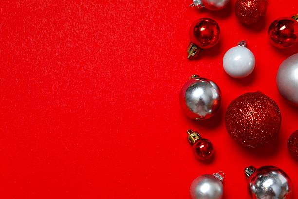 istock Red festive Christmas background with decorations, copy space composition 2250020283