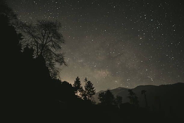 A starry sky in the Himalayan mountains of Nepal