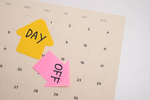 istock Day off - workplace message in the office. Concept of absence from work and day off 2250028122