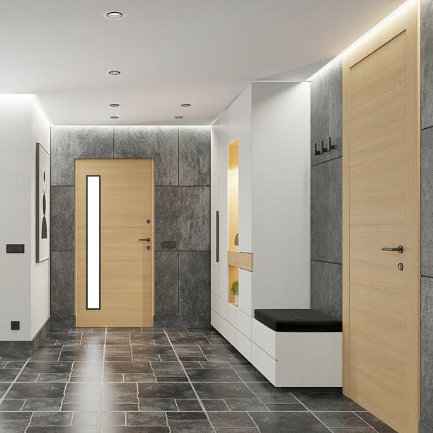 istock Minimalist Modern Entryway Interior Apartment Villa with Natural and Industrial Elements 2250030104