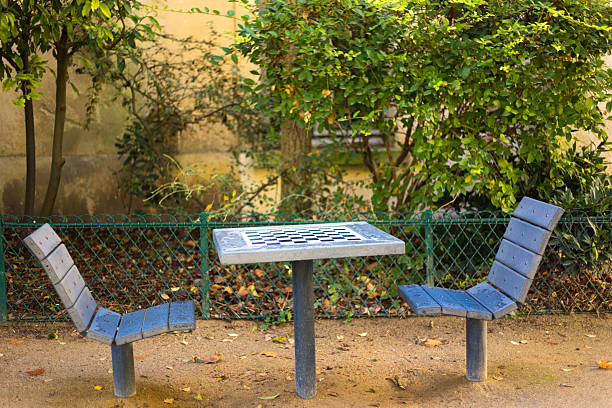Paris, France: Public Park with Chess Board in the Marais