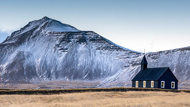 The Black church of Budir at Snaefellsnes peninsula, Iceland