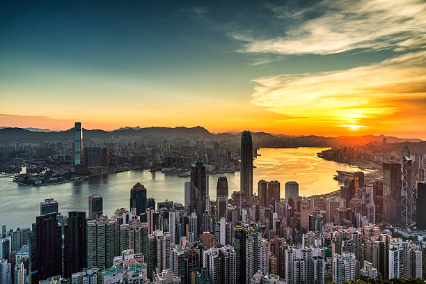 istock Hong Kong Victoria Harbour skyline from a high perspective 2250043619