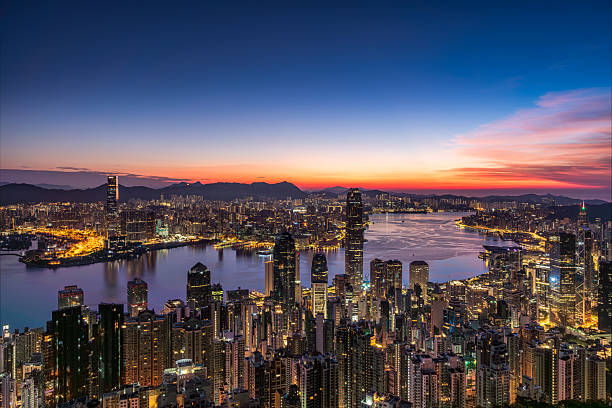 istock Hong Kong Victoria Harbour skyline from a high perspective 2250043623