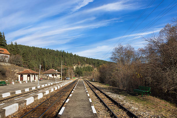 old railway station in autumn in Bulgaria