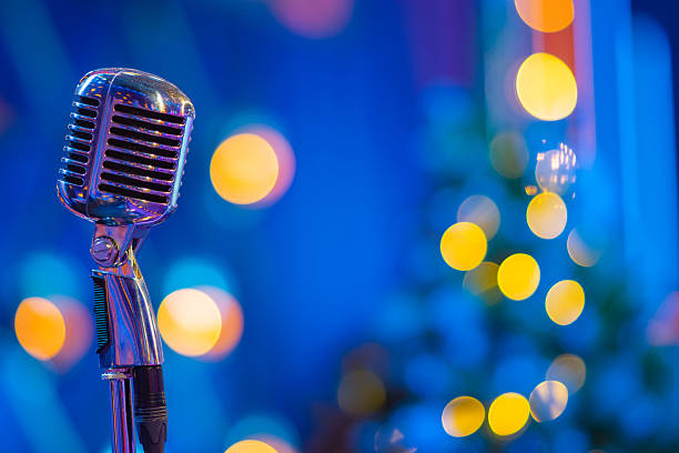 retro microphone on stage for performance