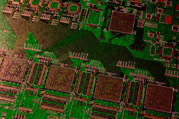 Close-up of Circuit Board with failure abstract background.