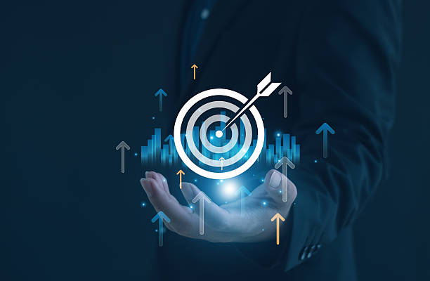 istock business professional presenting digital target icon with rising arrows and data graphics, symbolizing goal achievement, business growth, performance success, strategic planning, future development. 2250080321