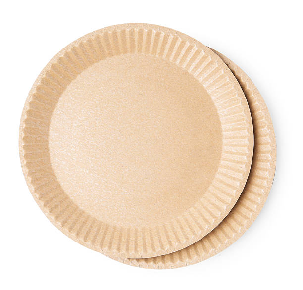istock Set of disposable plates isolated on white, top view 2250081526